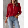 Zeagoo Womens Floral Button Down Shirt Long Sleeve Work Blouse with Pocket(B-red)