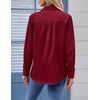 Zeagoo Womens Floral Button Down Shirt Long Sleeve Work Blouse with Pocket(B-wine Red)