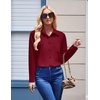 Zeagoo Womens Floral Button Down Shirt Long Sleeve Work Blouse with Pocket(B-wine Red)