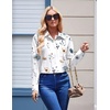 Zeagoo Womens Floral Button Down Shirt Long Sleeve Work Blouse with Pocket(C-bf112)