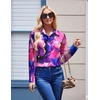 Zeagoo Womens Floral Button Down Shirt Long Sleeve Work Blouse with Pocket(D-cx174)