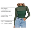Zeagoo Women’s Mesh Long Sleeve Tops Mock Neck Ruched Sheer Blouse S-2XL(Green)