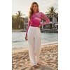 Zeagoo Women’s Mesh Long Sleeve Tops Mock Neck Ruched Sheer Blouse S-2XL(Hot Pink Tie Dye)