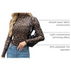 Zeagoo Women’s Mesh Long Sleeve Tops Mock Neck Ruched Sheer Blouse S-2XL(Leopard)