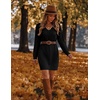 Zeagoo Women’s Sweater Dress Long Sleeve V Neck Short Mini Knitted Dress(Black)