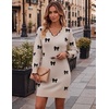 Zeagoo Women’s Sweater Dress Long Sleeve V Neck Short Mini Knitted Dress(Bow Apricot)