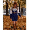 Zeagoo Women’s Sweater Dress Long Sleeve V Neck Short Mini Knitted Dress(Grey & Navy)