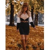 Zeagoo Women’s Sweater Dress Long Sleeve V Neck Short Mini Knitted Dress(Khaki & Black)