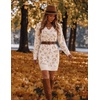 Zeagoo Women’s Sweater Dress Long Sleeve V Neck Short Mini Knitted Dress(Leopard Print)