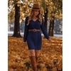 Zeagoo Women’s Sweater Dress Long Sleeve V Neck Short Mini Knitted Dress(Navy Blue)