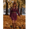 Zeagoo Women’s Sweater Dress Long Sleeve V Neck Short Mini Knitted Dress(Red)