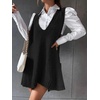 Zeagoo Womens Sweater Vest Dress Pattern Knitted Pullovers Sweaters V Neck Tank Sweater Dress with Pockets(Black)