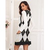 Zeagoo Womens Sweater Vest Dress Pattern Knitted Pullovers Sweaters V Neck Tank Sweater Dress with Pockets(Black Argyle)