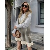 Zeagoo Womens Sweater Vest Dress Pattern Knitted Pullovers Sweaters V Neck Tank Sweater Dress with Pockets(Black Houndstooth)