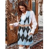 Zeagoo Womens Sweater Vest Dress Pattern Knitted Pullovers Sweaters V Neck Tank Sweater Dress with Pockets(Blue Argyle)