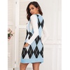 Zeagoo Womens Sweater Vest Dress Pattern Knitted Pullovers Sweaters V Neck Tank Sweater Dress with Pockets(Blue Argyle)