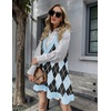 Zeagoo Womens Sweater Vest Dress Pattern Knitted Pullovers Sweaters V Neck Tank Sweater Dress with Pockets(Blue Argyle)
