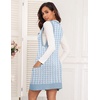 Zeagoo Womens Sweater Vest Dress Pattern Knitted Pullovers Sweaters V Neck Tank Sweater Dress with Pockets(Blue Houndstooth)