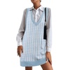 Zeagoo Womens Sweater Vest Dress Pattern Knitted Pullovers Sweaters V Neck Tank Sweater Dress with Pockets(Blue Houndstooth)