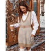Zeagoo Womens Sweater Vest Dress Pattern Knitted Pullovers Sweaters V Neck Tank Sweater Dress with Pockets(Brown Houndstooth)