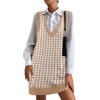 Zeagoo Womens Sweater Vest Dress Pattern Knitted Pullovers Sweaters V Neck Tank Sweater Dress with Pockets(Brown Houndstooth)