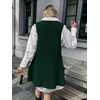 Zeagoo Womens Sweater Vest Dress Pattern Knitted Pullovers Sweaters V Neck Tank Sweater Dress with Pockets(Dark Green)