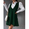 Zeagoo Womens Sweater Vest Dress Pattern Knitted Pullovers Sweaters V Neck Tank Sweater Dress with Pockets(Dark Green)