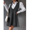 Zeagoo Womens Sweater Vest Dress Pattern Knitted Pullovers Sweaters V Neck Tank Sweater Dress with Pockets(Dark Grey)