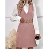Zeagoo Womens Sweater Vest Dress Pattern Knitted Pullovers Sweaters V Neck Tank Sweater Dress with Pockets(Dusty Pink)