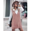Zeagoo Womens Sweater Vest Dress Pattern Knitted Pullovers Sweaters V Neck Tank Sweater Dress with Pockets(Dusty Pink)