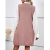 Zeagoo Womens Sweater Vest Dress Pattern Knitted Pullovers Sweaters V Neck Tank Sweater Dress with Pockets(Dusty Pink)