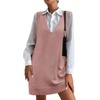 Zeagoo Womens Sweater Vest Dress Pattern Knitted Pullovers Sweaters V Neck Tank Sweater Dress with Pockets(Dusty Pink)