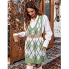 Zeagoo Womens Sweater Vest Dress Pattern Knitted Pullovers Sweaters V Neck Tank Sweater Dress with Pockets(Green Argyle)