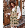 Zeagoo Womens Sweater Vest Dress Pattern Knitted Pullovers Sweaters V Neck Tank Sweater Dress with Pockets(Khaki Flower)