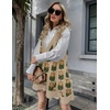Zeagoo Womens Sweater Vest Dress Pattern Knitted Pullovers Sweaters V Neck Tank Sweater Dress with Pockets(Khaki Flower)