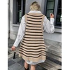 Zeagoo Womens Sweater Vest Dress Pattern Knitted Pullovers Sweaters V Neck Tank Sweater Dress with Pockets(Khaki Stripe)