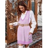 Zeagoo Womens Sweater Vest Dress Pattern Knitted Pullovers Sweaters V Neck Tank Sweater Dress with Pockets(Purple Houndstooth)