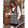 Zeagoo Womens Sweater Vest Dress Pattern Knitted Pullovers Sweaters V Neck Tank Sweater Dress with Pockets(Upgraded Houndstooth)