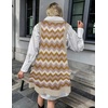 Zeagoo Womens Sweater Vest Dress Pattern Knitted Pullovers Sweaters V Neck Tank Sweater Dress with Pockets(Wavy Stripe Brown)