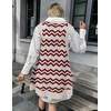 Zeagoo Womens Sweater Vest Dress Pattern Knitted Pullovers Sweaters V Neck Tank Sweater Dress with Pockets(Wavy Stripe Wine)