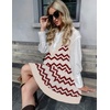 Zeagoo Womens Sweater Vest Dress Pattern Knitted Pullovers Sweaters V Neck Tank Sweater Dress with Pockets(Wavy Stripe Wine)