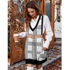 Zeagoo Womens Sweater Vest Dress Pattern Knitted Pullovers Sweaters V Neck Tank Sweater Dress with Pockets(White Plaid)