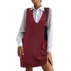 Zeagoo Womens Sweater Vest Dress Pattern Knitted Pullovers Sweaters V Neck Tank Sweater Dress with Pockets(Wine Red)