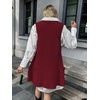 Zeagoo Womens Sweater Vest Dress Pattern Knitted Pullovers Sweaters V Neck Tank Sweater Dress with Pockets(Wine Red)