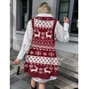 Zeagoo Womens Sweater Vest Dress Pattern Knitted Pullovers Sweaters V Neck Tank Sweater Dress with Pockets(Xmas Reindeer)