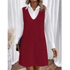 Zeagoo Women’s Sweater Vest Dresses for Women 2026 V Neck Sleeveless Knit Pullover Sweater with Pockets Fall Winter Outfits(Wine Red)