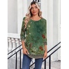 Zeagoo Womens Tops 3/4 Sleeve Blouses Dressy Casual Shirt Pleated Tunic(Bobo Green 839)