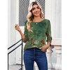 Zeagoo Womens Tops 3/4 Sleeve Blouses Dressy Casual Shirt Pleated Tunic(Bobo Green 839)
