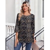 Zeagoo Womens Tops 3/4 Sleeve Blouses Dressy Casual Shirt Pleated Tunic(Bobo Navy 869)