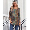 Zeagoo Womens Tops 3/4 Sleeve Blouses Dressy Casual Shirt Pleated Tunic(Boho Multicolor 721)
